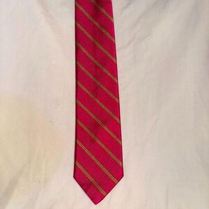 Robert Talbott Wm King Hand Sewn Fuchsia & Lime striped silk tie Made in USA